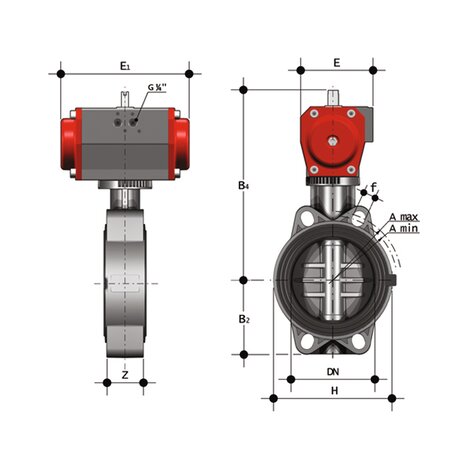 FEOV/CP DA - Pneumatically actuated butterfly valve DN 80:150