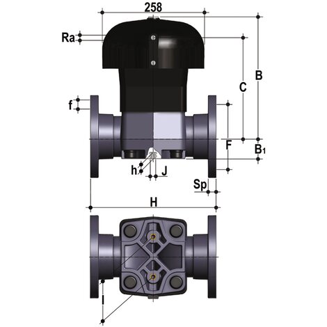 VMOM/CP DA - Pneumatically actuated diaphragm valve DN 80:100