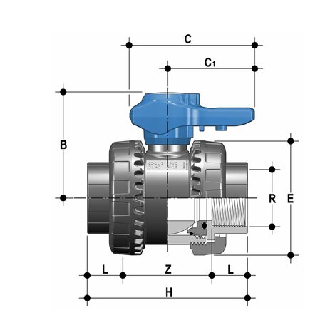 VEEFV - Easyfit 2-way ball valve DN 10:50