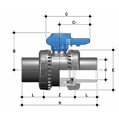 VEEJV - Easyfit 2-way ball valve DN 10:50