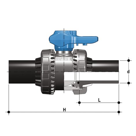 VEEBEV - Valvola a sfera a 2 vie Easyfit DN 10:50