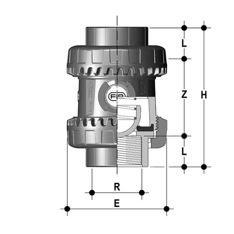 SSENV/PTFE - Valvola di ritegno bighiera Easyfit a molla DN 10:50