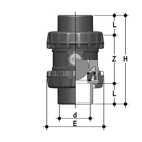 SXEJV - Valvola di ritegno bighiera Easyfit a sfera DN 65:100