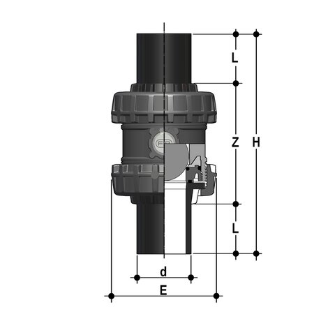 SXEBEV - Valvola di ritegno bighiera Easyfit a sfera DN 65:100