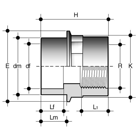 Disegno tecnico dell'adattatore di passaggio DIFV (Fig. A)