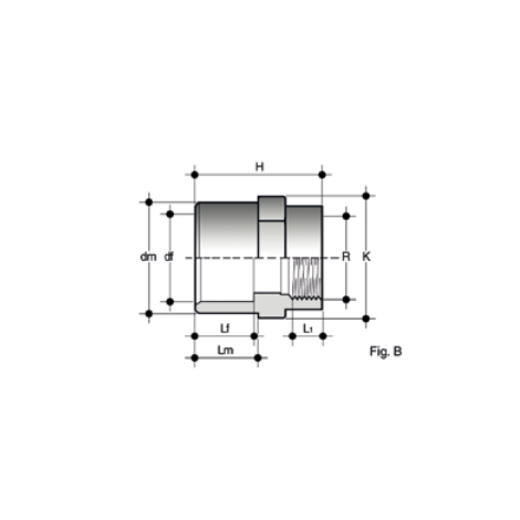 Disegno tecnico dell'adattatore di passaggio DIFV (Fig. B)