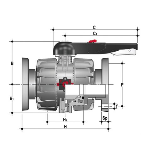 Disegno tecnico VKDOM-VKDOAM DN 65:100