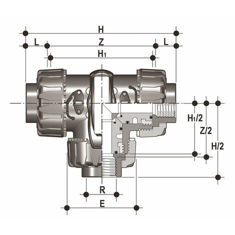 TKDNC - Valvola a sfera a 3 vie DUAL BLOCK® DN 10:50