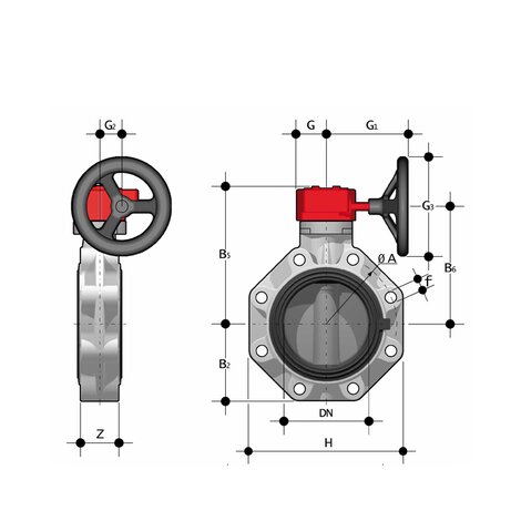 FKOF/RM LUG ISO-DIN - Butterfly valve DN 40:400