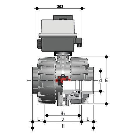 VKDIV/CE 24 V AC/DC - Electrically actuated ball valve DN 65:100