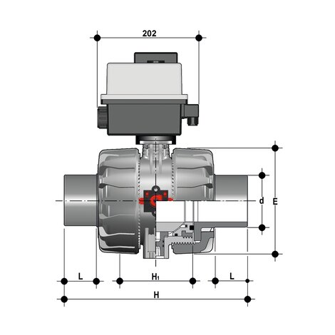 VKDDM/CE 90-240 V AC - Valvola a sfera a comando elettrico DN 65:100