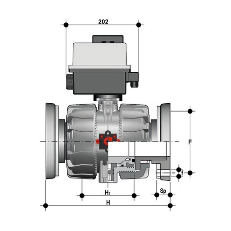 VKDOC/CE 90-240 V AC - VALVOLA A SFERA A 2 VIE DUAL BLOCK® A COMANDO ELETTRICO DN 65:100