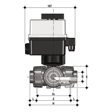 LKDFV/CE 90-240 V AC - Valvola a sfera a 3 vie DUAL BLOCK® a comando elettrico DN 10:50