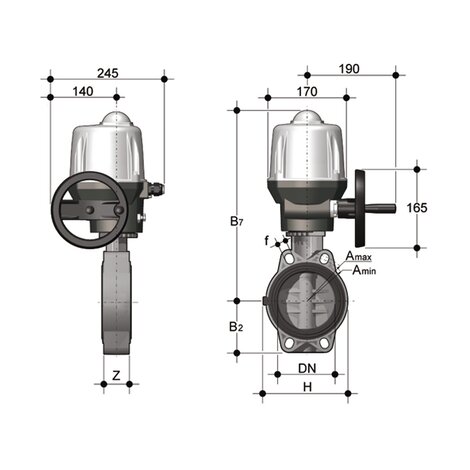 FEOV/CE 90-240V AC DN 125-150 - VALVOLA A FARFALLA A COMANDO ELETTRICO