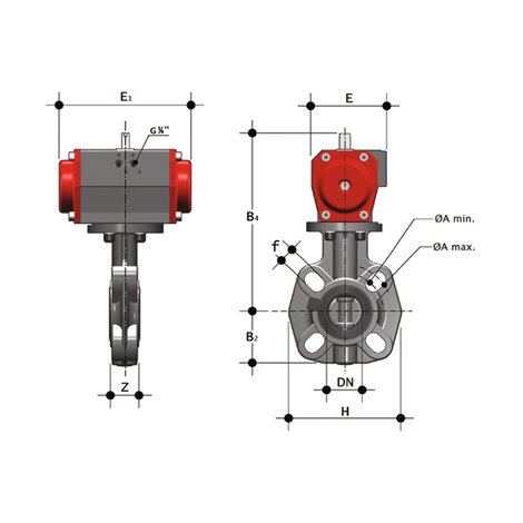 FEOV/CP DA - Pneumatically actuated butterfly valve DN 40:65