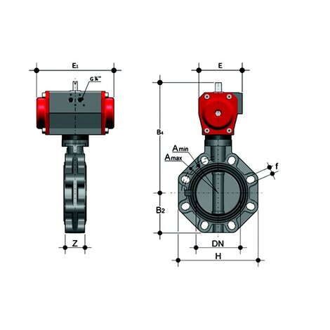 FEOV/CP NO - Valvola a farfalla a comando pneumatico DN 200