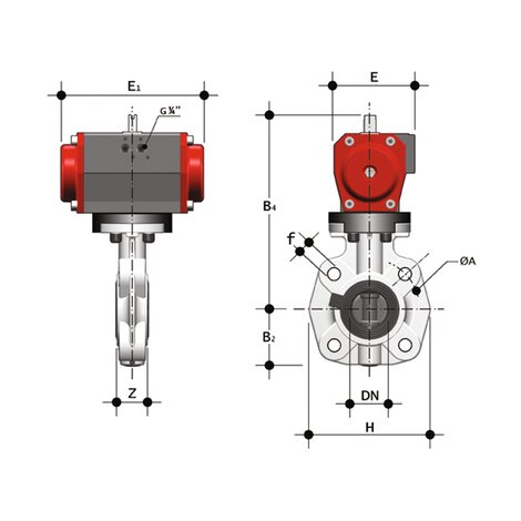 FKOV/CP NC LUG ANSI - Valvola a farfalla a comando pneumatico DN 65