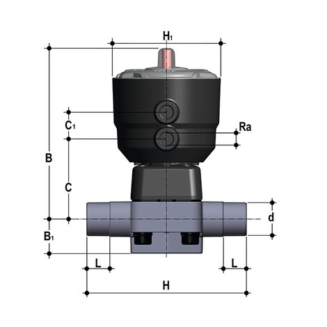 DKDM/CP NO - Pneumatically actuated 2-way diaphragm valve PN 10 DN 15:65