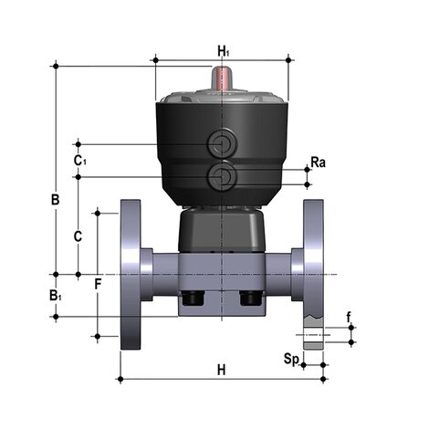 DKOAM/CP DA - Pneumatically actuated 2-way diaphragm valve PN 10 DN 15:65