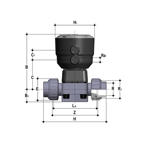 DKBUAC/CP NC - Pneumatically actuated 2-way diaphragm valve PN6 DN 15:65