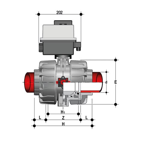 VKDIF/CE 90-240 V AC - Valvola a sfera a comando elettrico DN 65:100