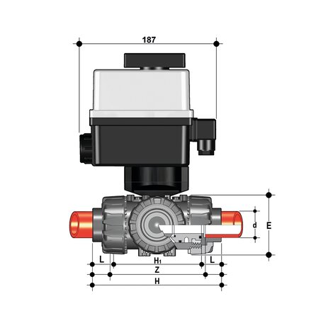 LKDIM/CE 24 V AC/DC - VALVOLA A SFERA A 3 VIE DUAL BLOCK® A COMANDO ELETTRICO DN 10:50