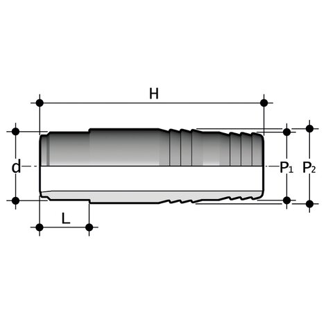 Disegno tecnico del raccordo per incollaggio - portagomma AIV