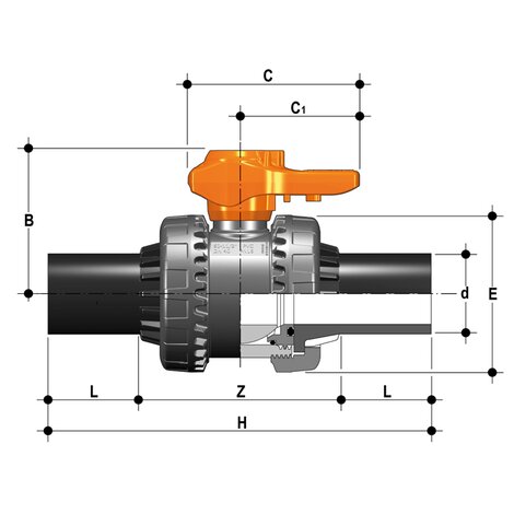 VXEBEV - Valvola a sfera a 2 vie Easyfit DN 10:50