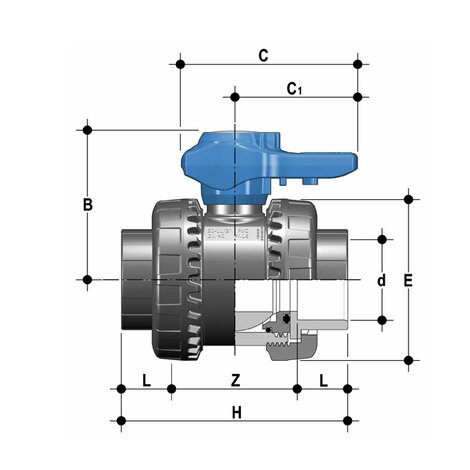 VEELV - Valvola a sfera a 2 vie Easyfit DN 10:50