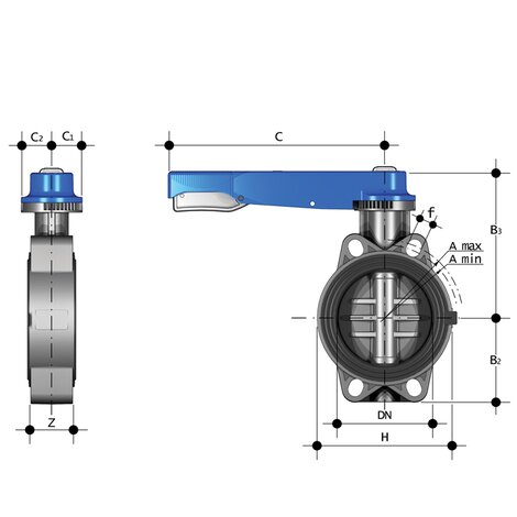 FEOV/LM - Butterfly valve DN 40:200