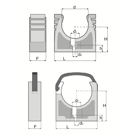 ST1 - Pipe clip for ISO-DIN pipes ST1 - Pipe clip for ISO-DIN pipes