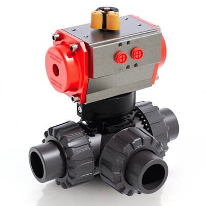 LKDAV/CP DA - Valvola a sfera a 3 vie DUAL BLOCK® a comando pneumatico DN 10:50
