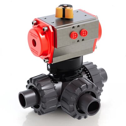 LKDDV/CP DA - Valvola a sfera a 3 vie DUAL BLOCK® a comando pneumatico DN 10:50