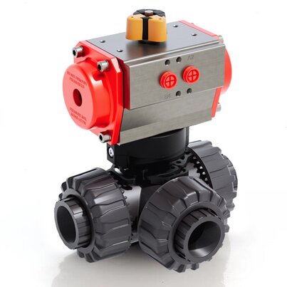 LKDFV/CP SA - Valvola a sfera a 3 vie DUAL BLOCK® a comando pneumatico DN 10:50