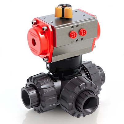 LKDGV/CP DA - Valvola a sfera a 3 vie DUAL BLOCK® a comando pneumatico DN 10:50