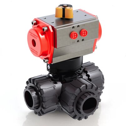 LKDIV/CP SA - Valvola a sfera a 3 vie DUAL BLOCK® a comando pneumatico DN 10:50