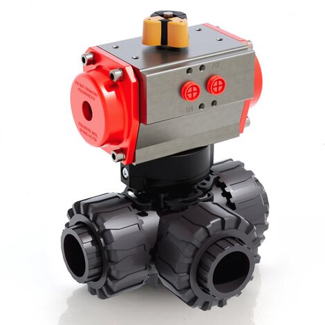 LKDIV/CP SA - Valvola a sfera a 3 vie DUAL BLOCK® a comando pneumatico DN 10:50