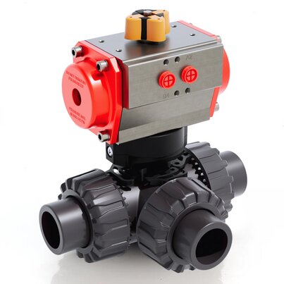 TKDAV/CP DA - Valvola a sfera a 3 vie DUAL BLOCK® a comando pneumatico DN 10:50