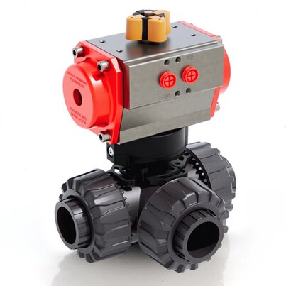 TKDIV/CP SA - Pneumatically actuated DUAL BLOCK® 3-way ball valve DN 10:50