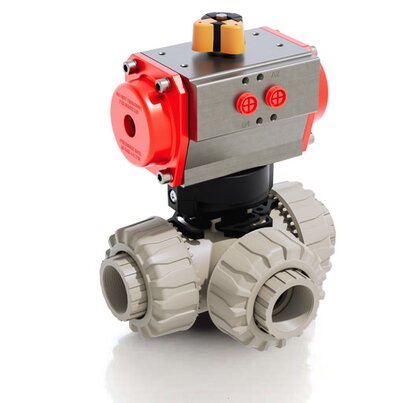 LKDFM/CP SA - Valvola a sfera a 3 vie DUAL BLOCK® a comando pneumatico DN 10:50