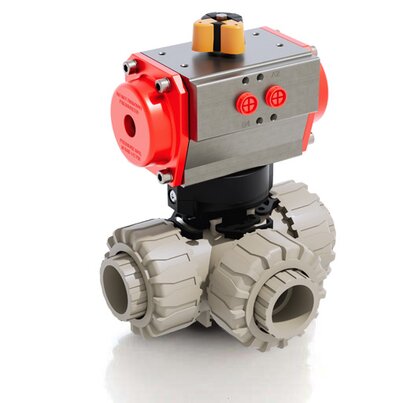 LKDIM/CP SA - Valvola a sfera a 3 vie DUAL BLOCK® a comando pneumatico DN 10:50