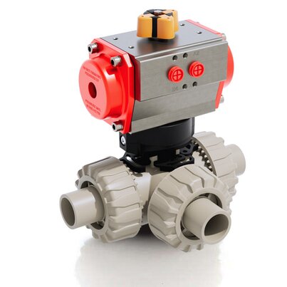 TKDDM/CP DA - Valvola a sfera a 3 vie DUAL BLOCK® a comando pneumatico DN 10:50