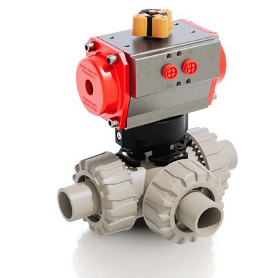 TKDDM/CP SA - Valvola a sfera a 3 vie DUAL BLOCK® a comando pneumatico DN 10:50