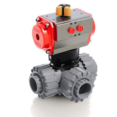 LKDIC/CP DA - Valvola a sfera a 3 vie DUAL BLOCK® a comando pneumatico DN 10:50