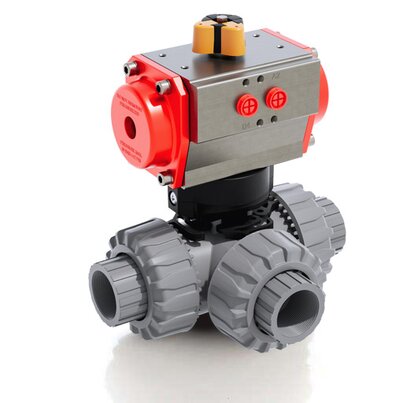 LKDNC/CP SA - Valvola a sfera a 3 vie DUAL BLOCK® a comando pneumatico DN 10:50