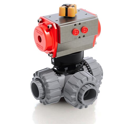 TKDIC/CP DA - Valvola a sfera a 3 vie DUAL BLOCK® a comando pneumatico DN 10:50