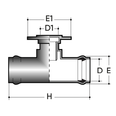 90° flanged tee PN10