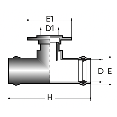 90° flanged tee PN10