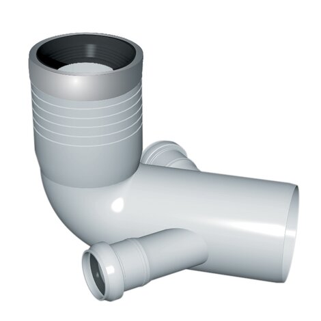 Curva wc 90 prolungata 2 attacchi (con guarnizione e tappo)