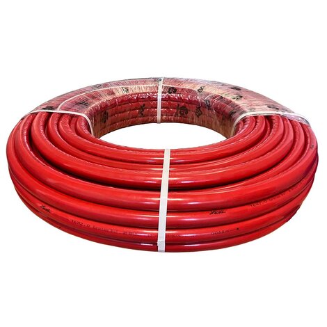 Red Insulated Multilayer PE‑RT II Pipe in Coils  Toroidal Packaging